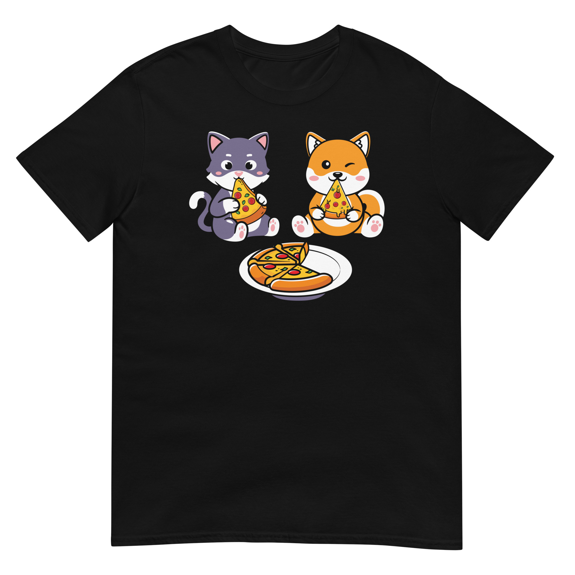 Cats Enjoying Pizza - Unisex Pizza T-Shirt