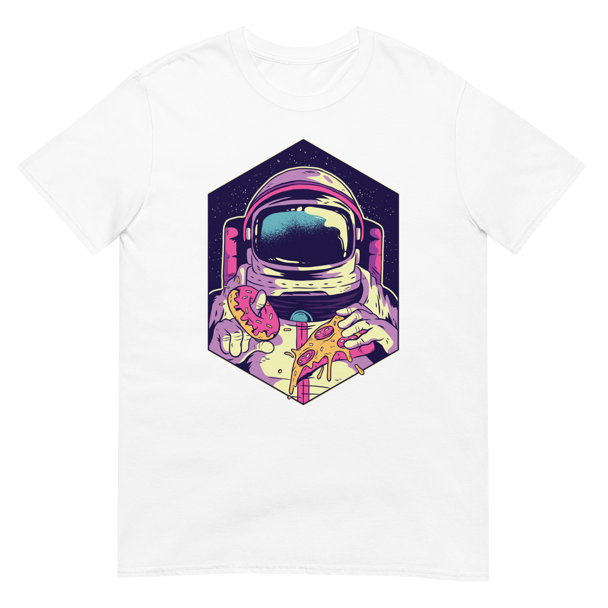 Astronaut Eating Donut And Pizza - Unisex Donut T-Shirt