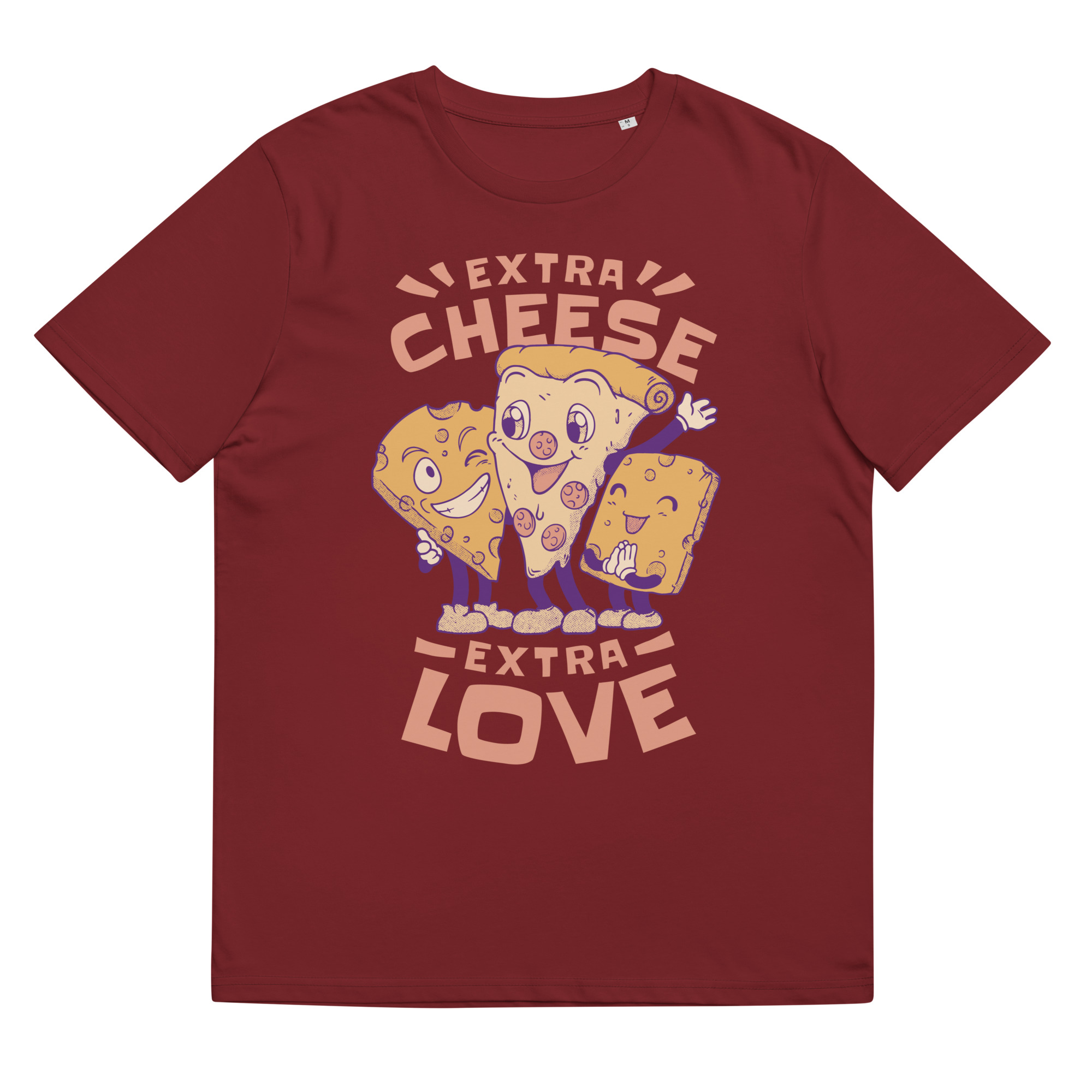 Extra Cheese Extra Love - Organic Unisex Pizza T-Shirt