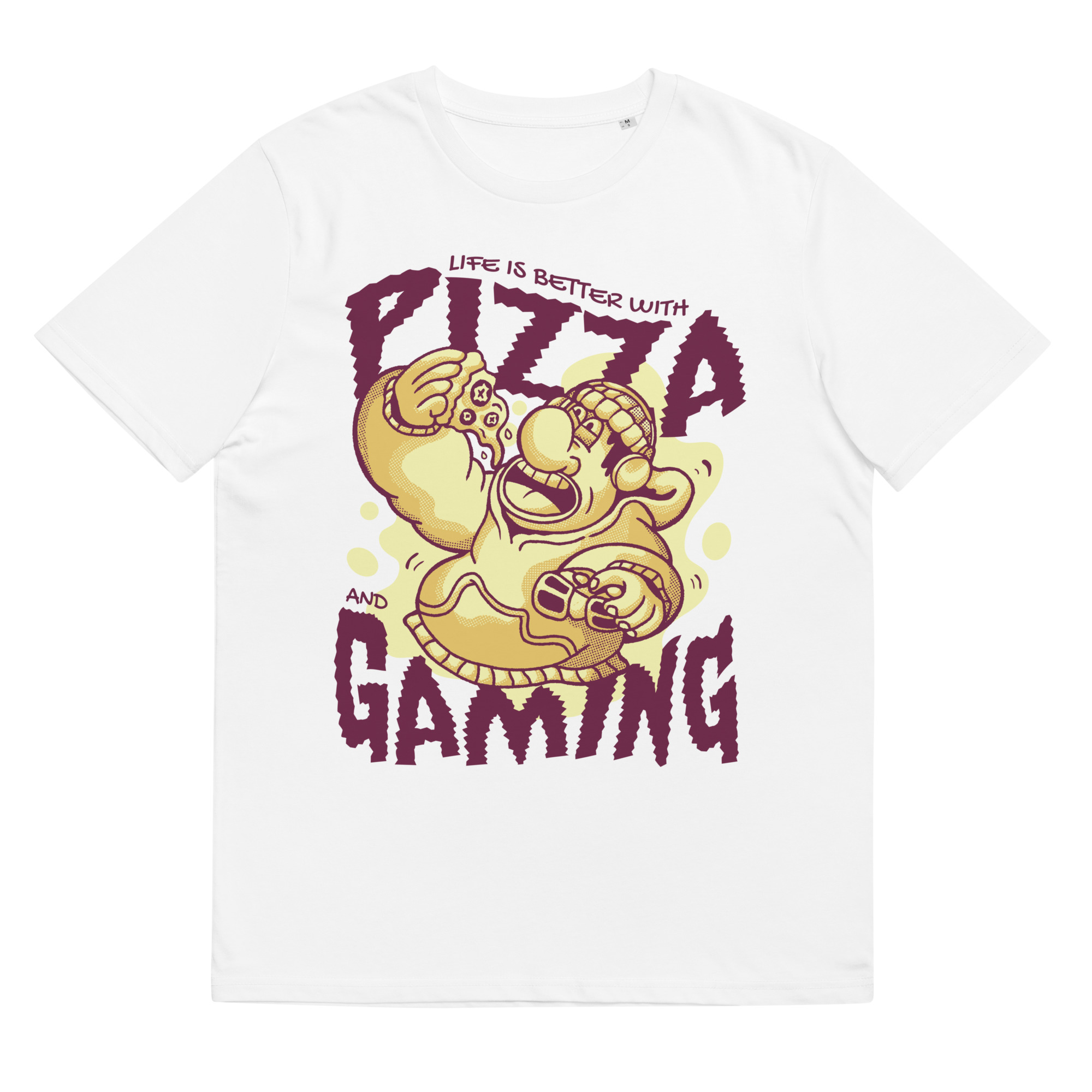 Life Is Better With Pizza And Gaming - Organic Unisex Pizza T-Shirt