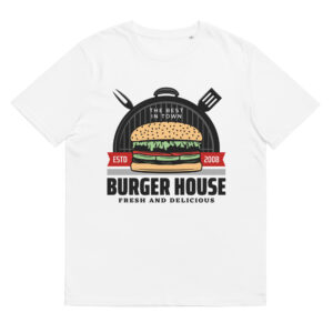 Burger House Fresh And Delicious - Organic Unisex Barbecue T-Shirt